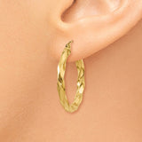 14k Polished 3mm Twisted Hoop Earrings TC360