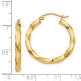 14k Polished 3mm Twisted Hoop Earrings TC360