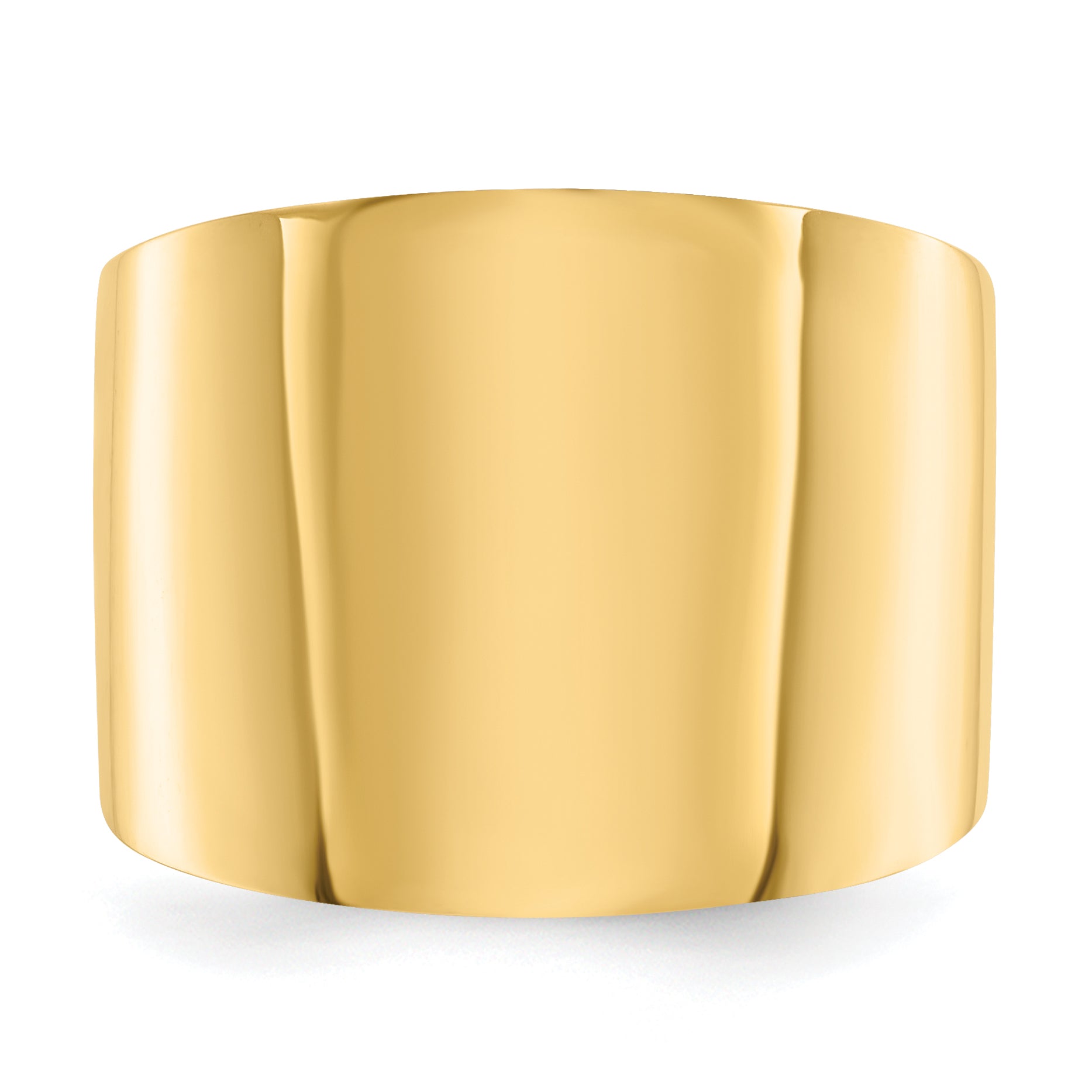 14K 15mm Flat-top Tapered Cigar Band Ring K4632