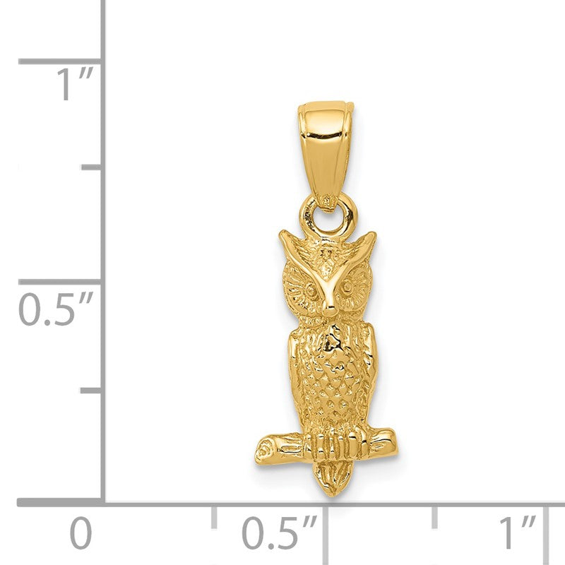 14K 3-D Owl Pendant D4197