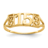 14K Quinceanera 15 with Hearts Ring R179