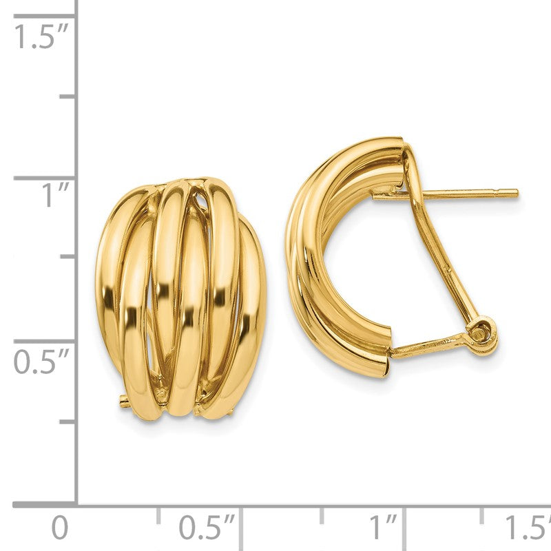 14k Polished Fancy Omega Back Post Earrings E833