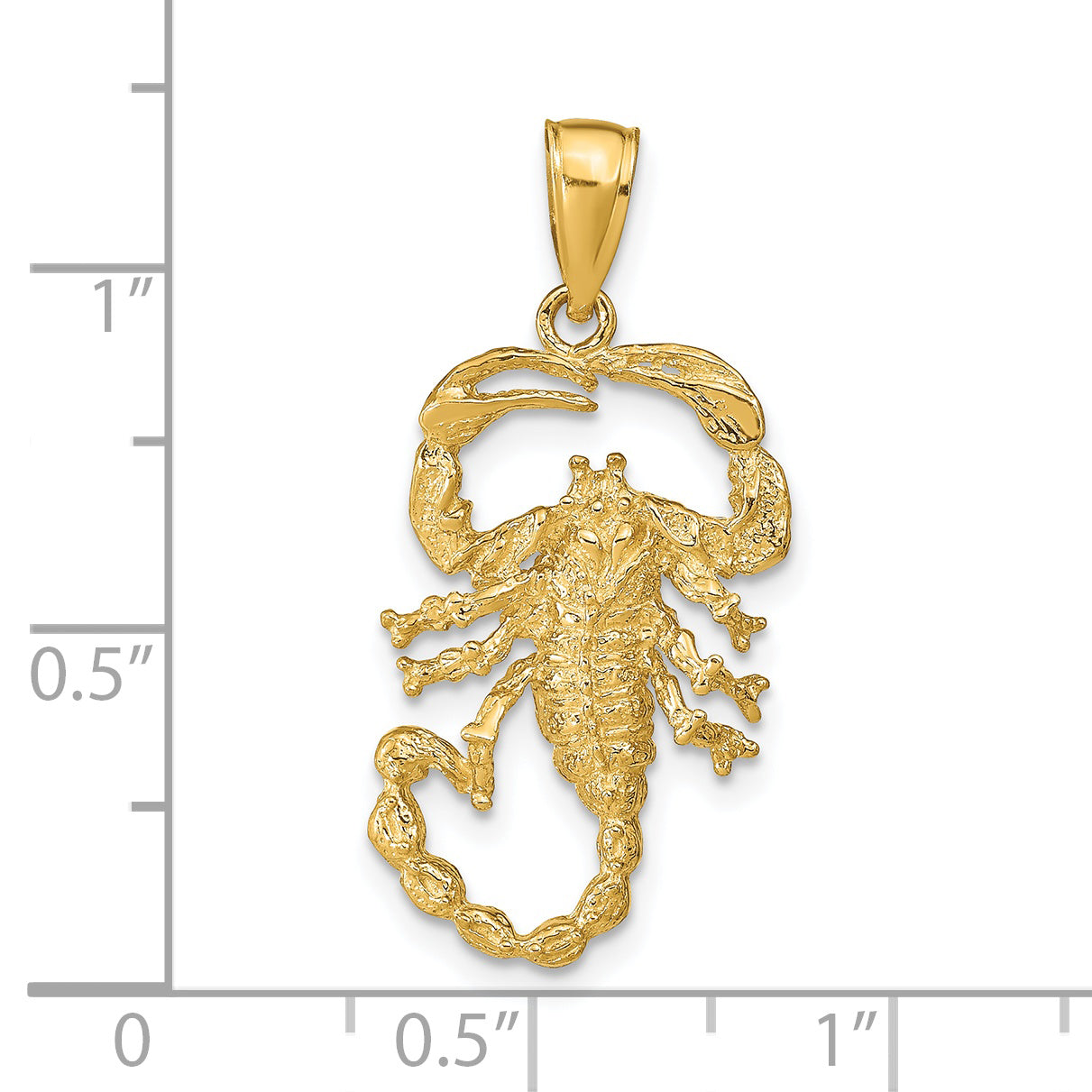 14k Solid Polished Open-Backed Scorpion Pendant C2383