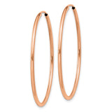 14k Rose Gold 1.5x38mm Polished Endless Tube Hoop Earrings TF787