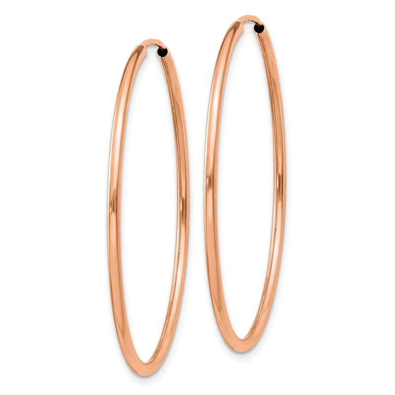 14k Rose Gold 1.5x38mm Polished Endless Tube Hoop Earrings TF787