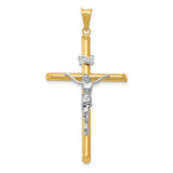 14k Two-Tone Polished INRI Crucifix Pendant K6289
