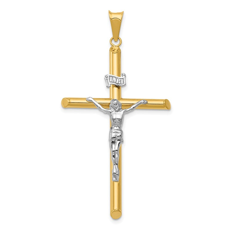 14k Two-Tone Polished INRI Crucifix Pendant K6289