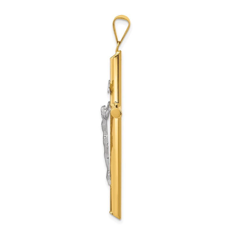 14k Two-Tone Polished INRI Crucifix Pendant K6289