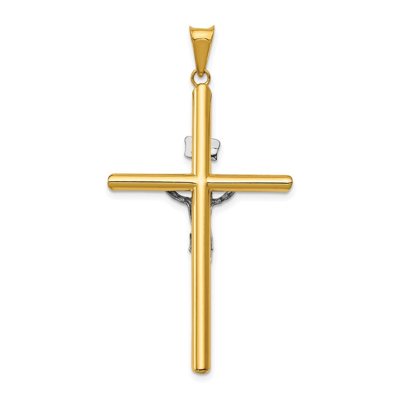 14k Two-Tone Polished INRI Crucifix Pendant K6289