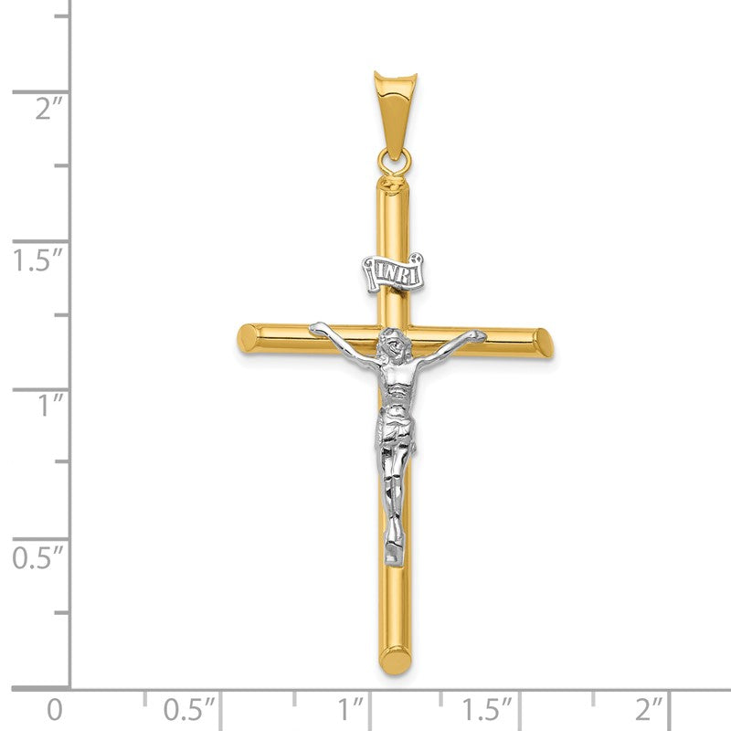 14k Two-Tone Polished INRI Crucifix Pendant K6289