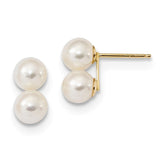14k 6-7mm White Round Freshwater Cultured Double Pearl Post Earrings XF648E