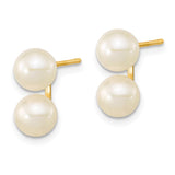 14k 6-7mm White Round Freshwater Cultured Double Pearl Post Earrings XF648E