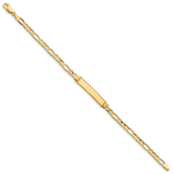 14k Polished Solid Chain/Solid Plate Figaro Link 25x4.8mm Plate 7 inch ID Bracelet FG100ID