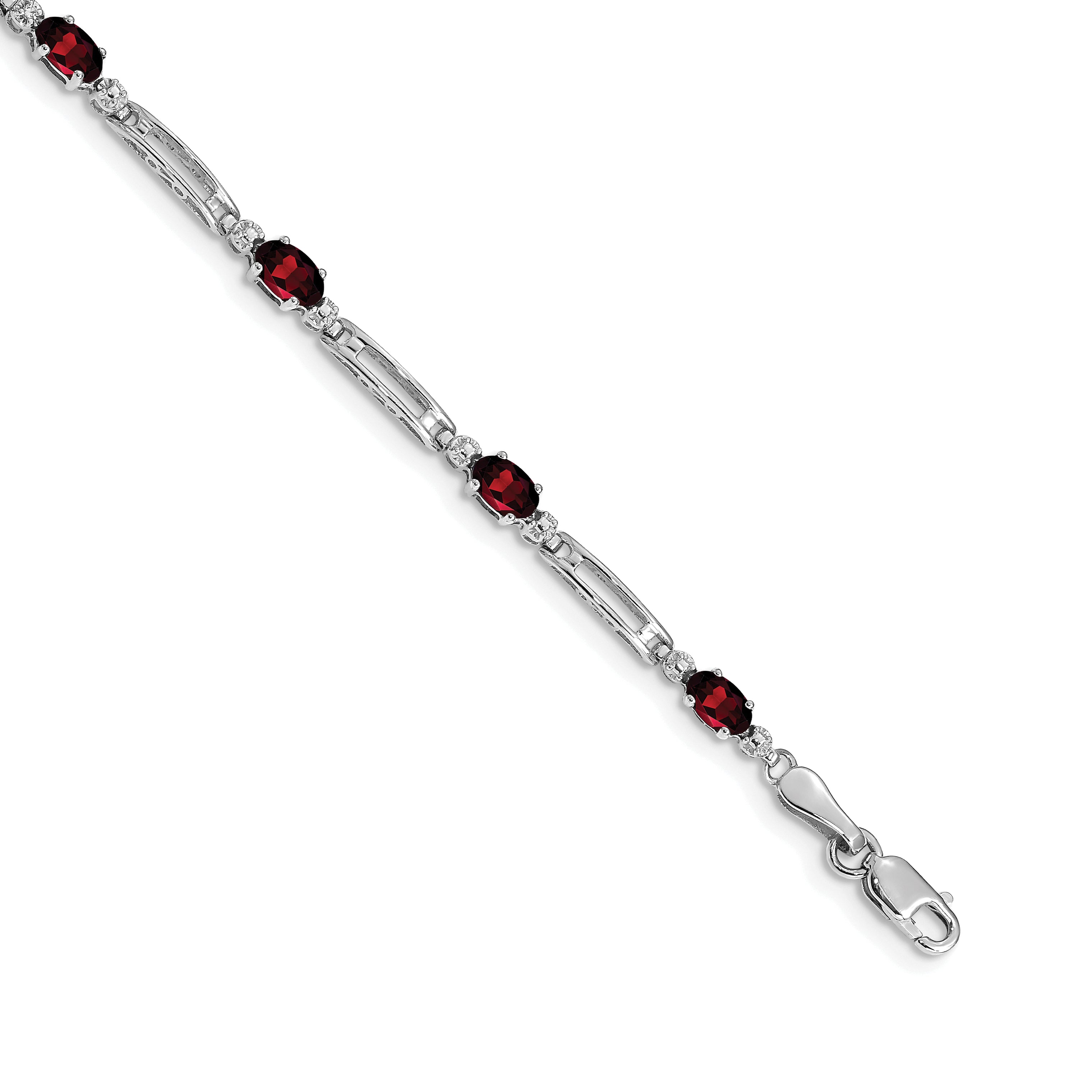14k White Gold Complete Diamond and Oval Amethyst Fancy Link 7 inch Bracelet BM4492