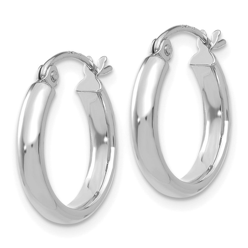 14k White Gold 2.75x16mm Polished Tube Hoop Earrings TC648