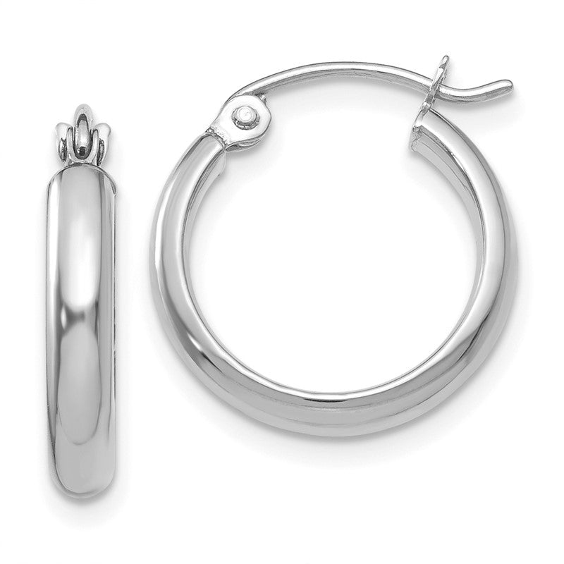 14k White Gold 2.75x16mm Polished Tube Hoop Earrings TC648