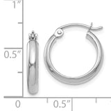 14k White Gold 2.75x16mm Polished Tube Hoop Earrings TC648