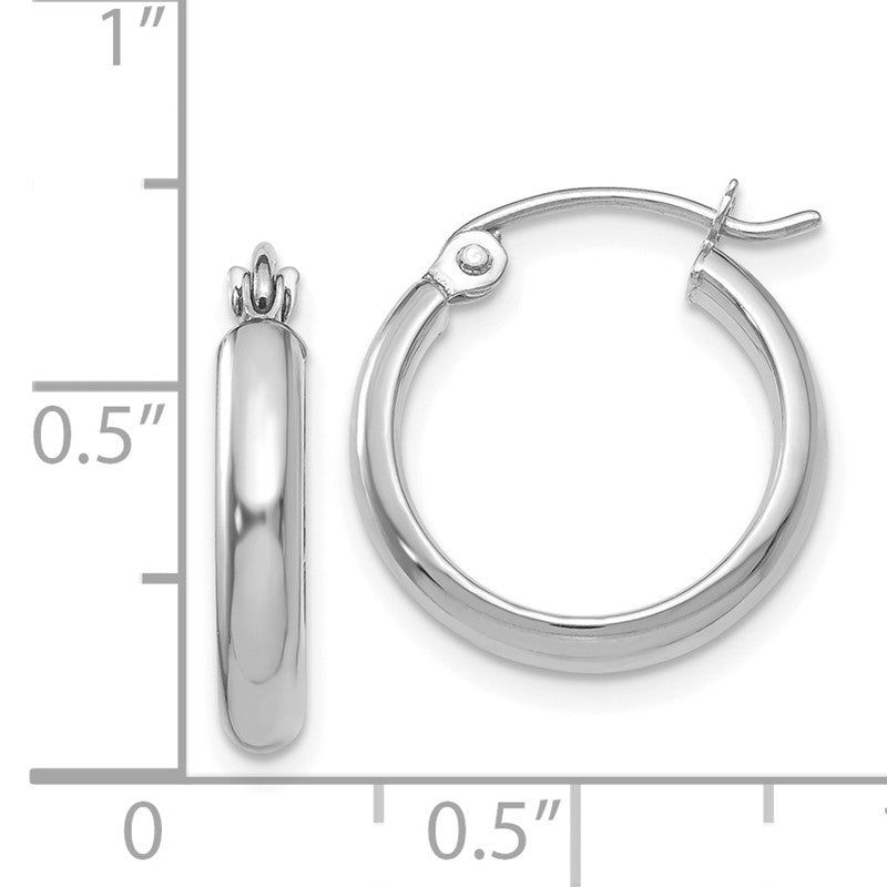 14k White Gold 2.75x16mm Polished Tube Hoop Earrings TC648