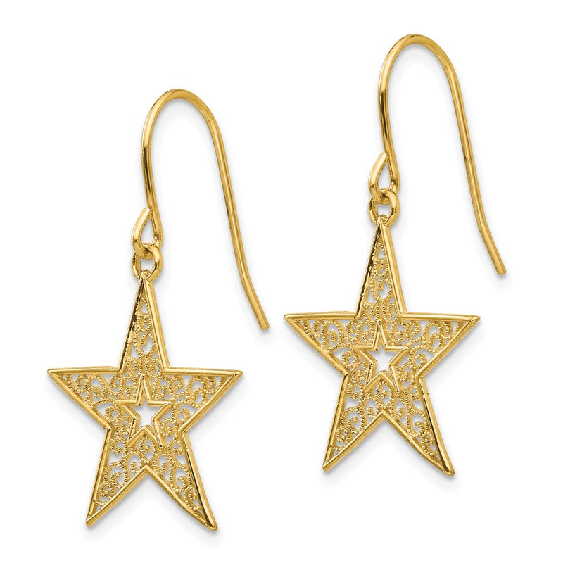 14k Filigree Star French Hook Earrings TM784