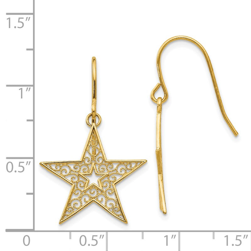 14k Filigree Star French Hook Earrings TM784