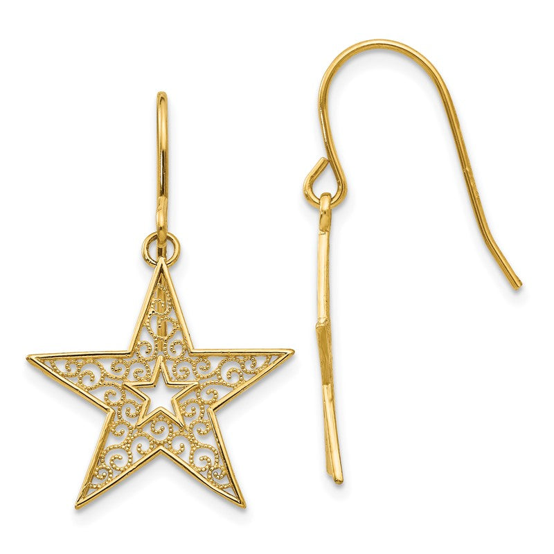 14k Filigree Star French Hook Earrings TM784