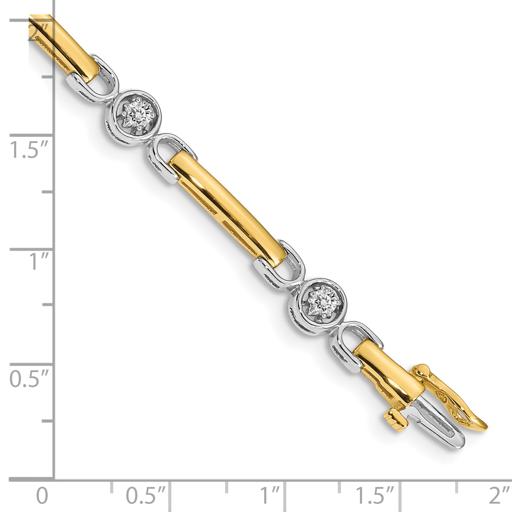 14k Two-tone Complete 1/2 carat Round AA Diamond Bar 7 inch Tennis Bracelet X2017AA