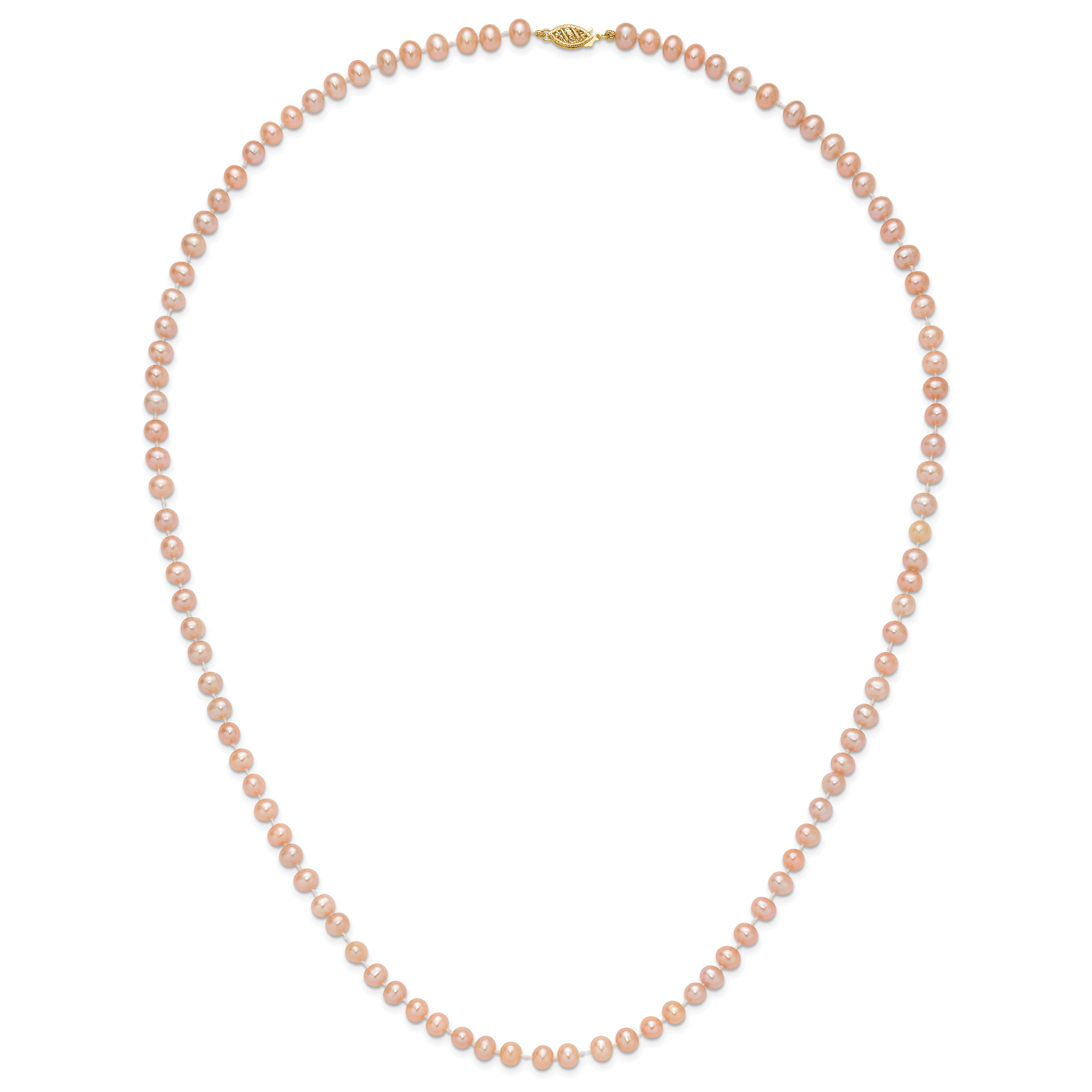 14k 5-6mm Pink Near-Round Freshwater Cultured Pearl 16 inch Necklace PPN050