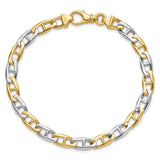 14K Two-tone 18 inch 6.6mm Hand Polished Fancy Flat Anchor Link with Fancy Lobster Clasp Chain LK505