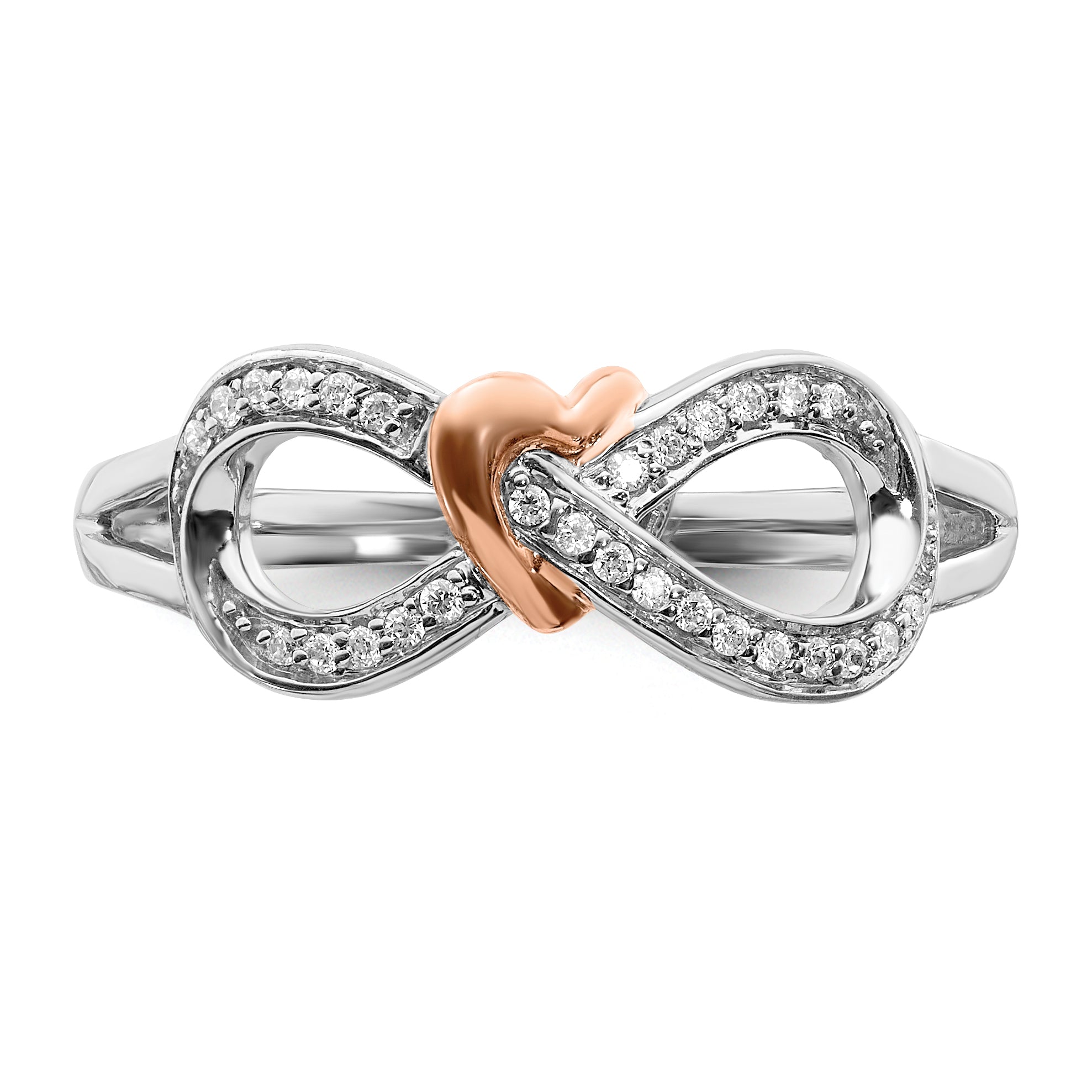 14k Two-tone 1/10 carat Diamond Infinity with Heart Ring RM5729