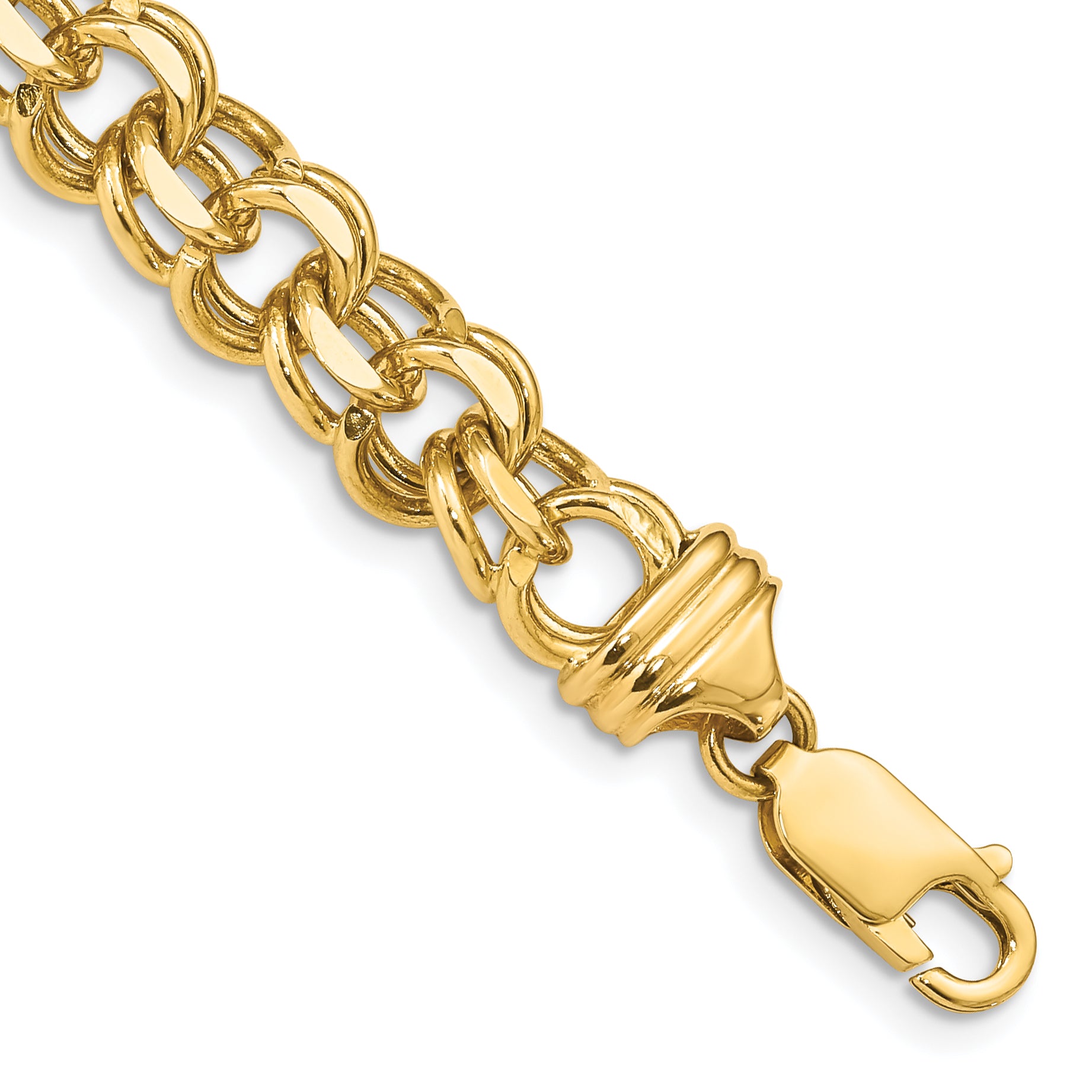 14k 8.5mm Diamond-cut Solid Heavy Double Link 7 inch Charm Bracelet DOH20