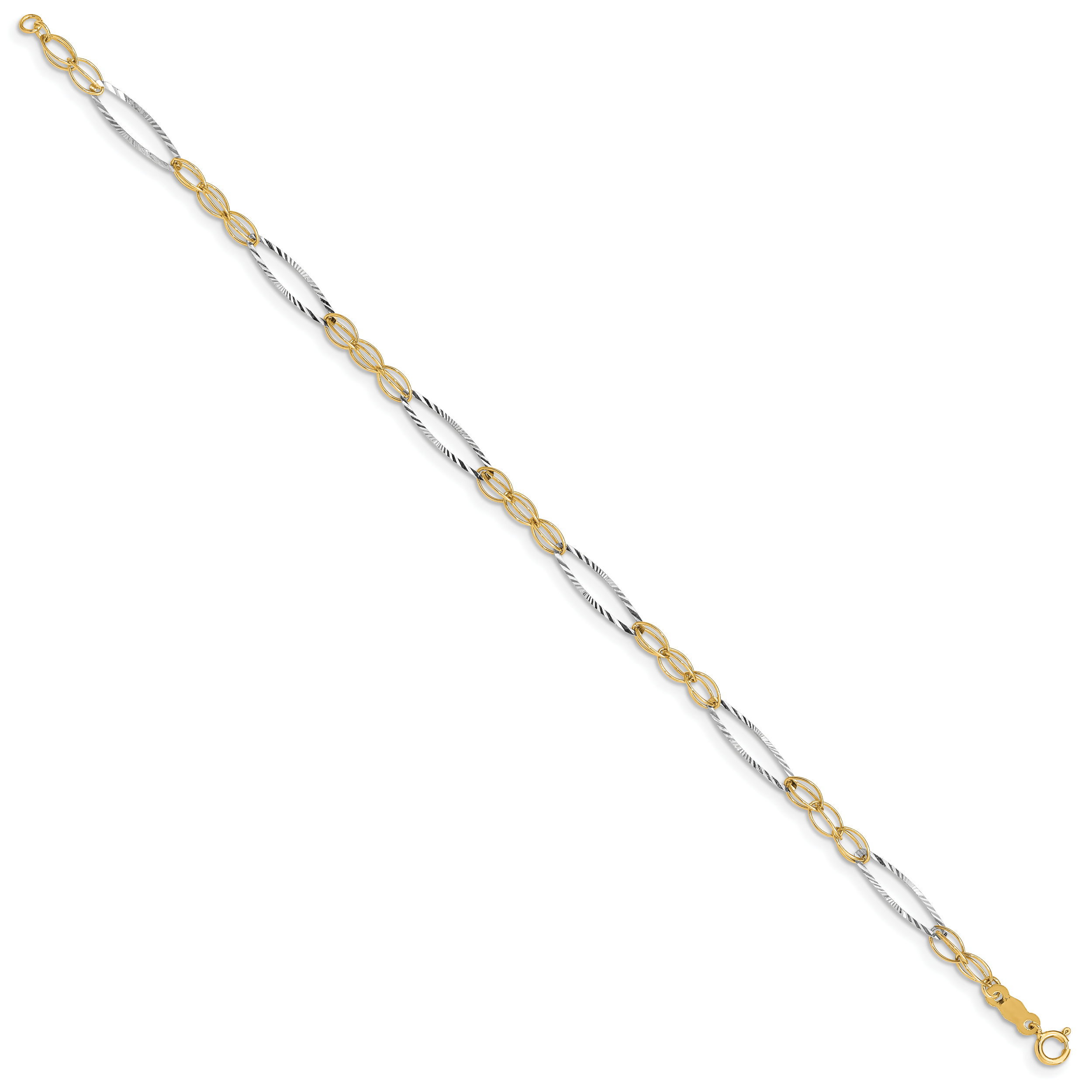 14k Two-tone Polished Oval Design 7.25 inch Bracelet FB1316