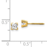 14k AA Quality Complete Princess-cut Diamond Stud Earrings XAP4AA