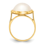 14k 13-14mm White Akoya Mabe Saltwater Cultured Pearl Ring Y13943PL