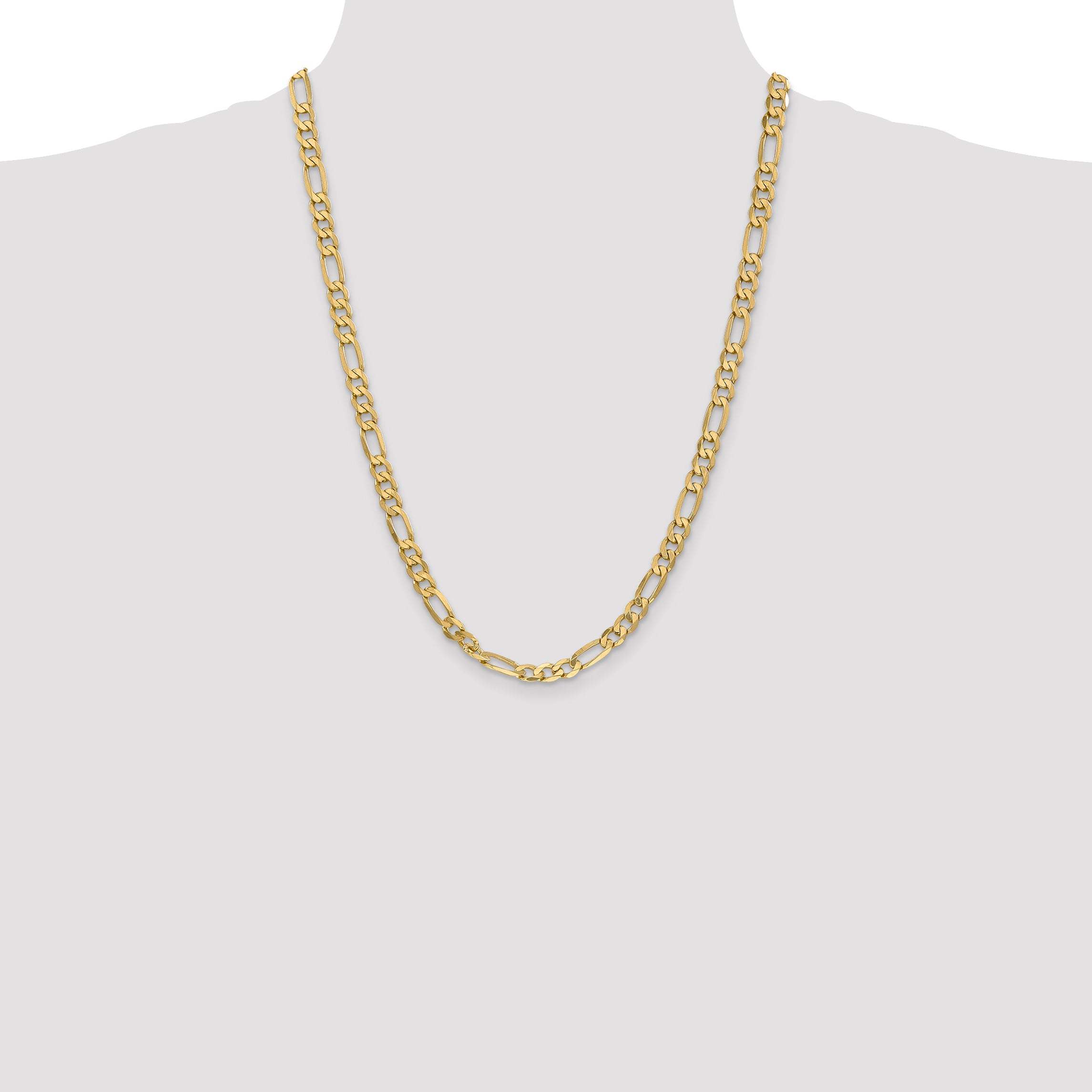 14K 26 inch 6.25mm Flat Figaro with Lobster Clasp Chain FFL160