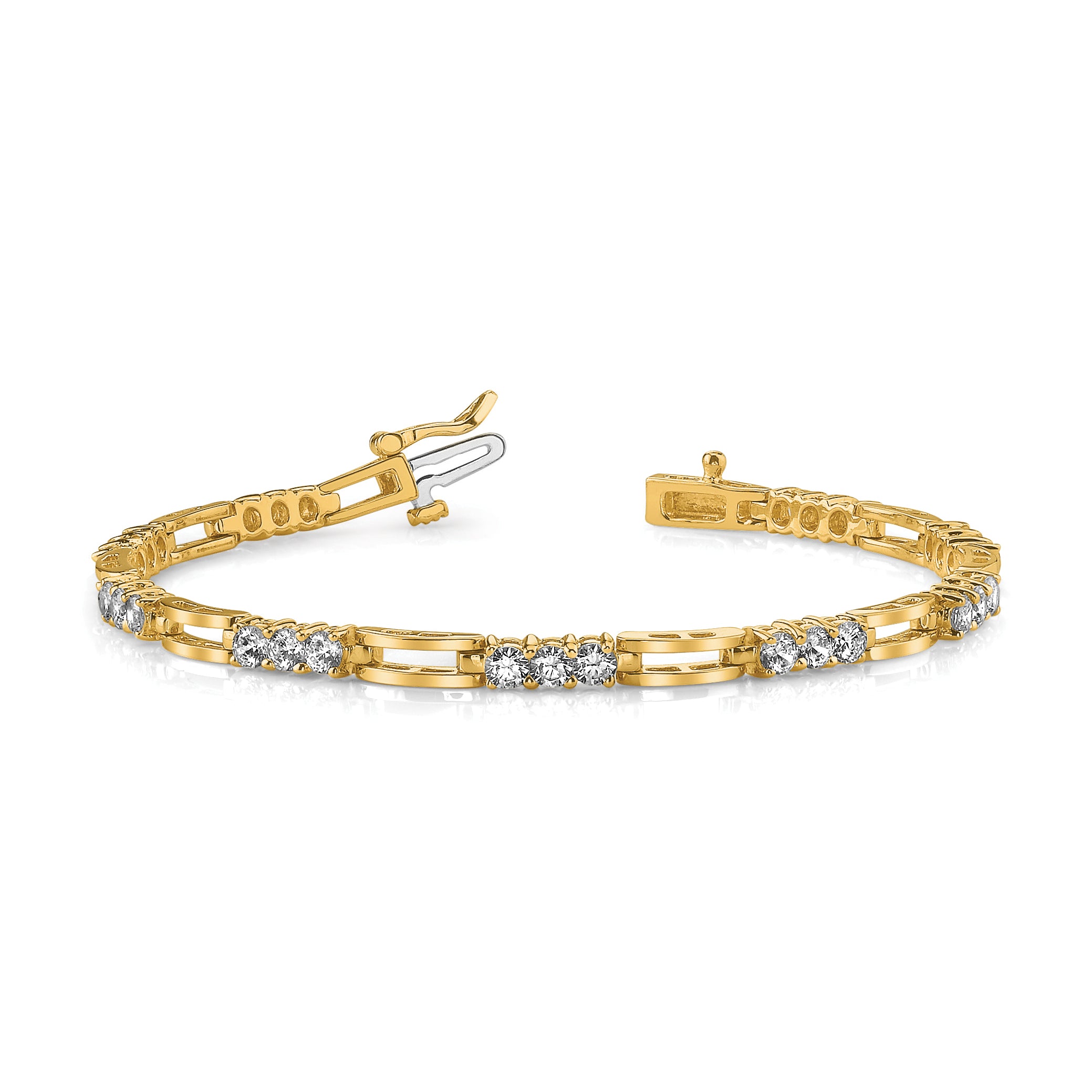 14k Complete 1.5 carat Round AA Diamond Paperclip Link 7 inch Tennis Bracelet X787AA