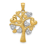 14K and White Rhodium Polished Hearts Tree Pendant K5866