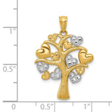 14K and White Rhodium Polished Hearts Tree Pendant K5866
