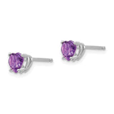 14k White Gold 5mm Heart Amethyst Post Earrings XE97WAM