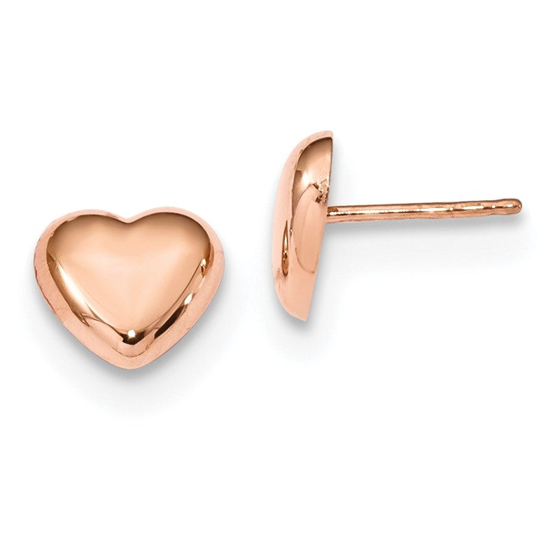 14k Rose Gold 8.6mm Polished Heart Post Earrings TH968R