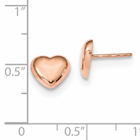 14k Rose Gold 8.6mm Polished Heart Post Earrings TH968R