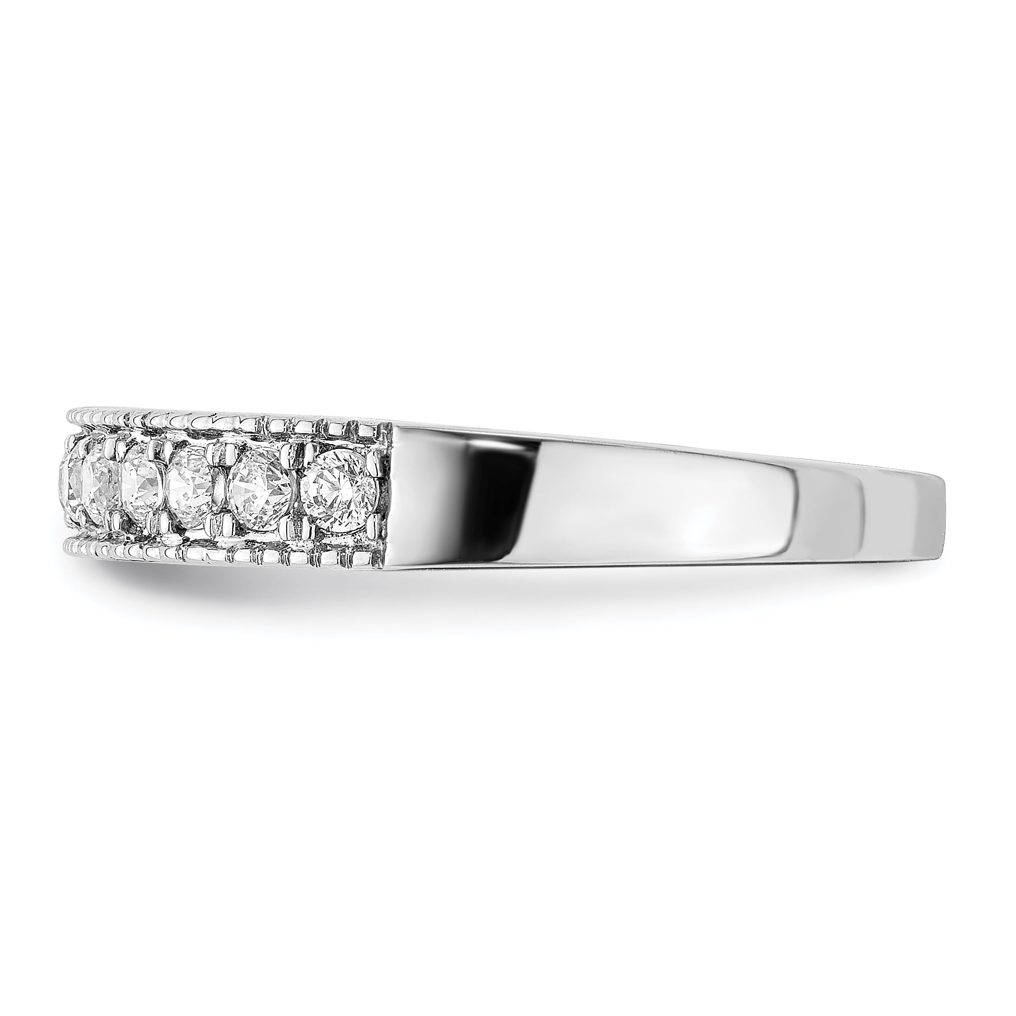 14k White Gold 3mm 3/8 carat Diamond Beaded Edge Band RM5628