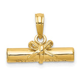 14k 3-D Hollow Polished DIPLOMA Pendant C2224