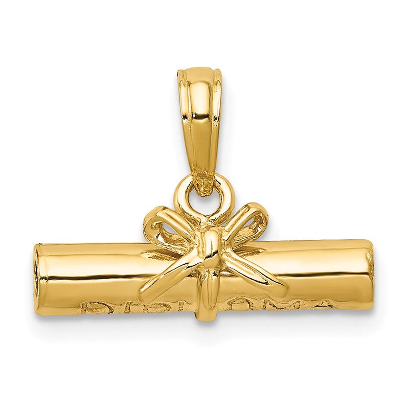 14k 3-D Hollow Polished DIPLOMA Pendant C2224