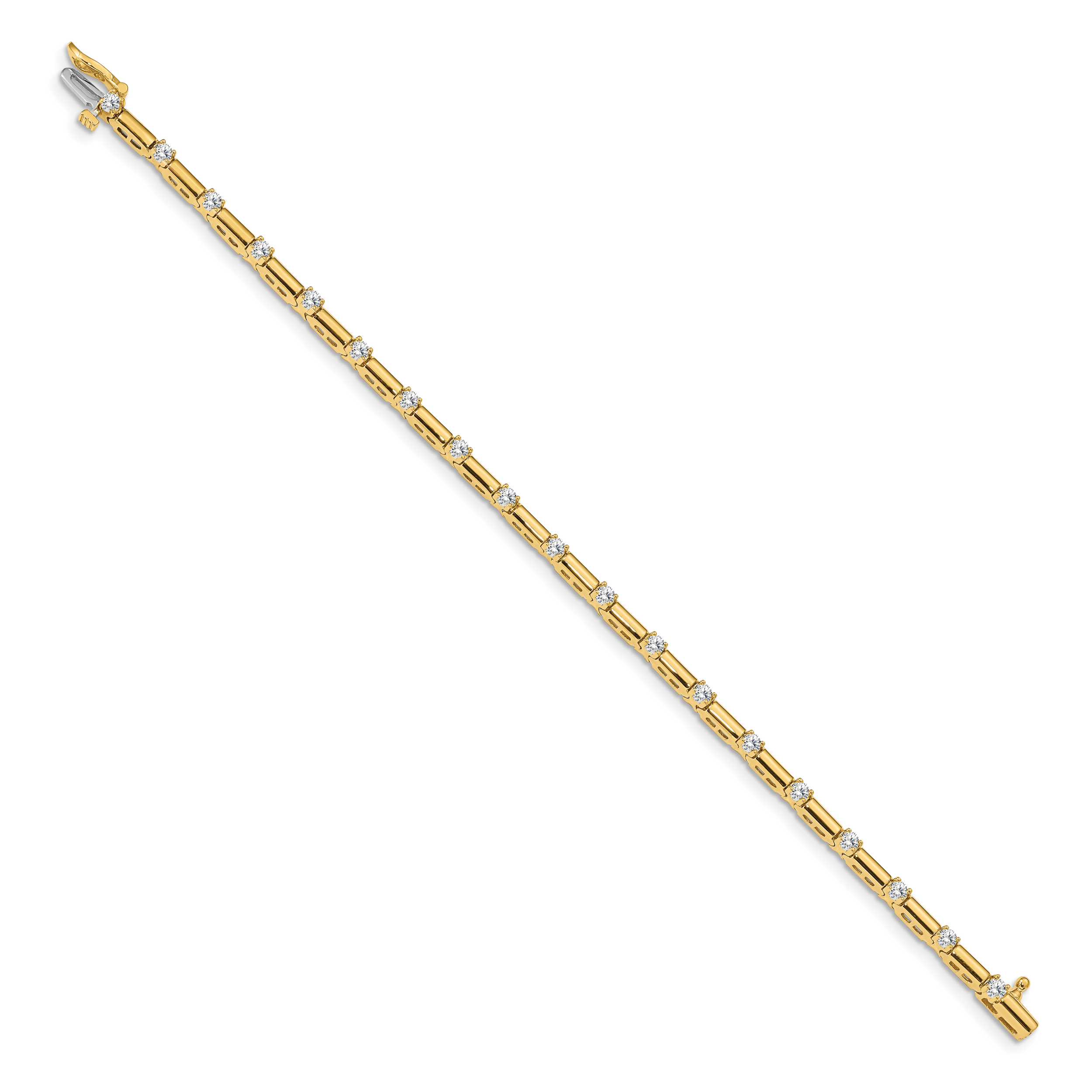 14k Complete 1 carat Round A Diamond Bar Link 7 inch Tennis Bracelet X762A