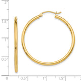 14k 2x35mm Polished Lightweight Tube Hoop Earrings T913L