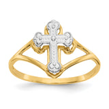 14k and White Rhodium Cross Ring K2054