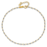 14K Two-tone Chain with Mirror Beads 9 inch Plus 1 inch Extender - Total 10 inch Anklet ANK263