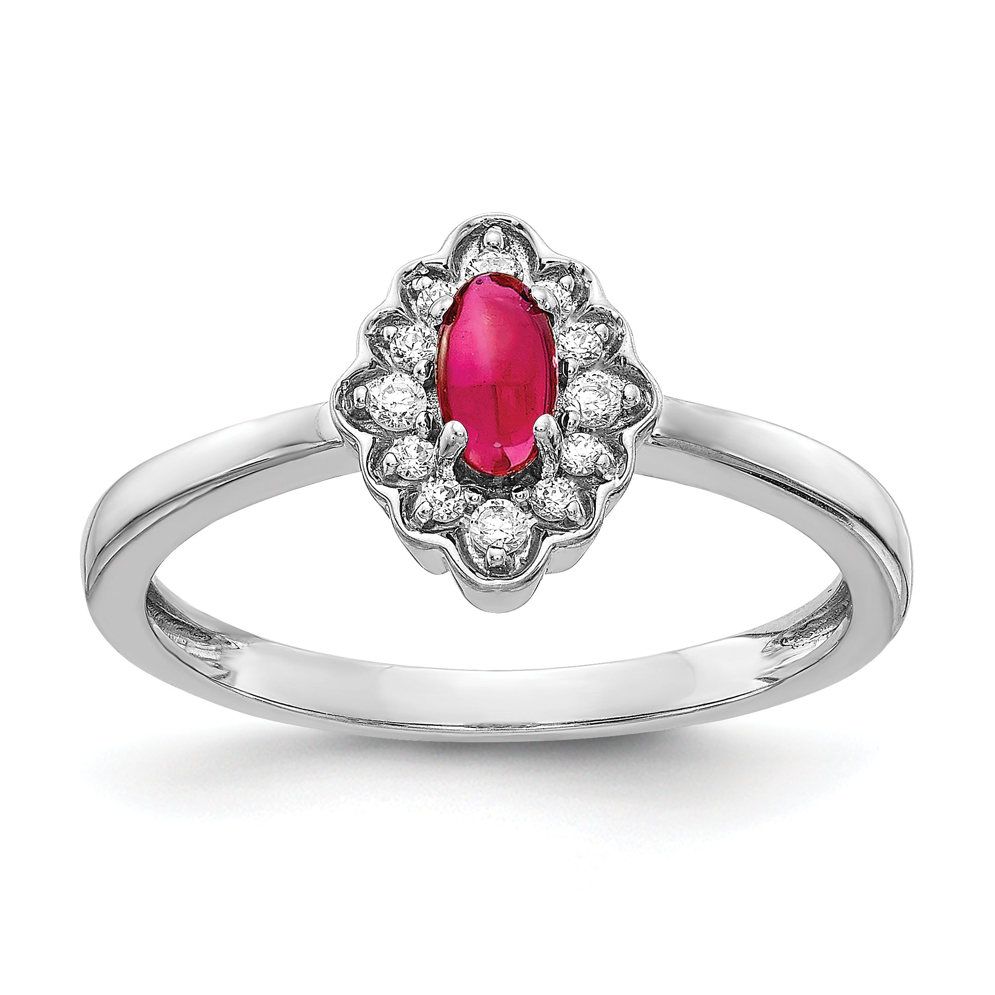14k White Gold Diamond and Oval Cabochon Sapphire Ring RM4033