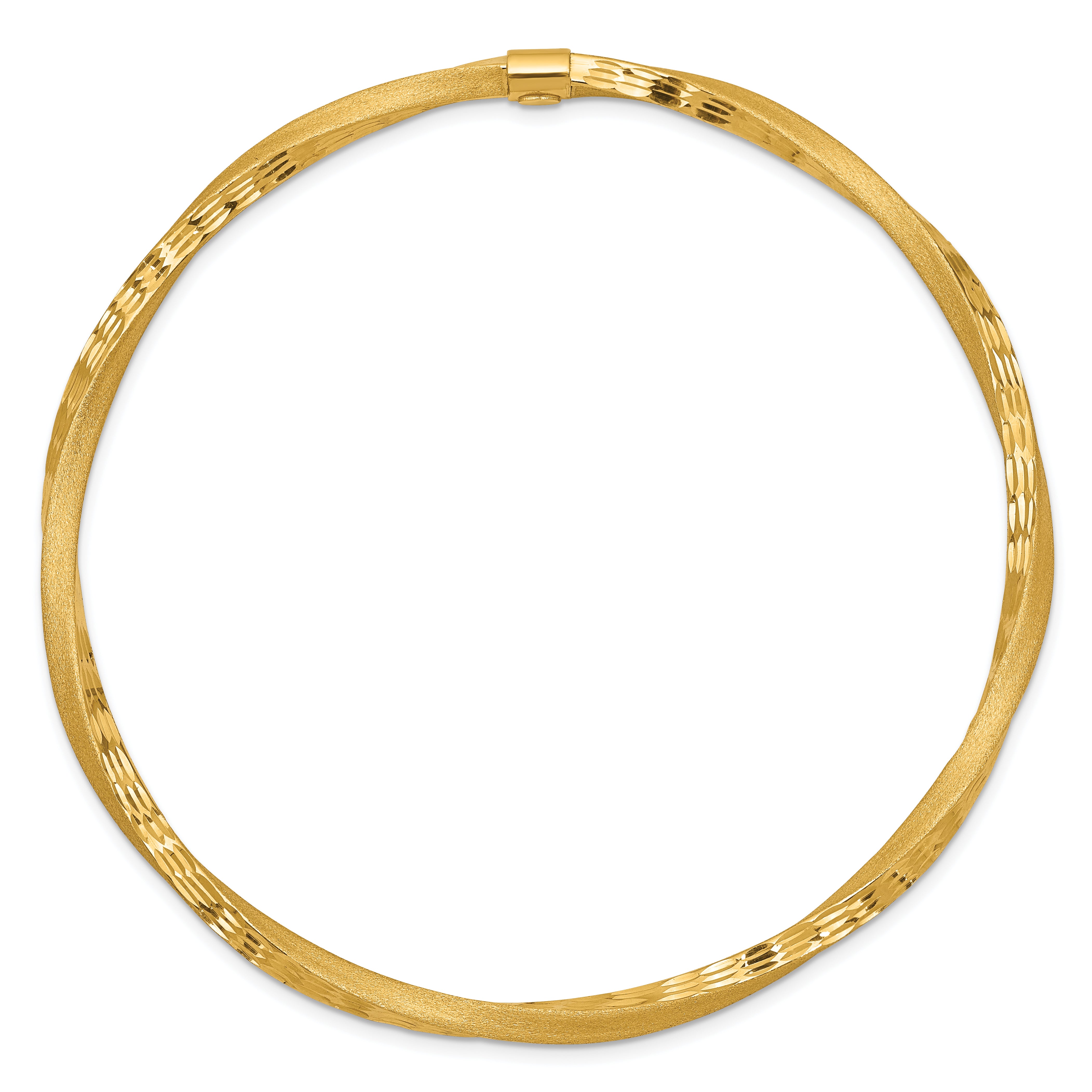 14k Satin Finish Diamond-cut Twist 3.00mm Slip-on Round Bangle Bracelet DB494