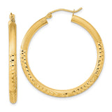 14k Polished Satin and Diamond-cut Hoop Earrings TF1041